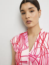 Load image into Gallery viewer, TAIFUN&lt;BR&gt;
Print Top with V Neckline&lt;BR&gt;
Red&lt;BR&gt;
