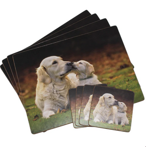 TRADESTOCK HOME<BR>
IStyle 4X Golden Retriever Placemats/Coasters<BR>