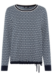 OLSEN<BR>
All over Print Jumper in Henry Fit<BR>
Navy Ink<BR>