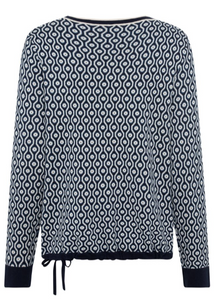 OLSEN<BR>
All over Print Jumper in Henry Fit<BR>
Navy Ink<BR>