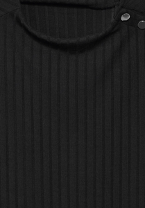 STREET ONE<BR>
T-Shirt with Button Detail<BR>
Black<BR>