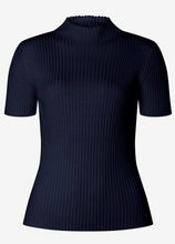 Load image into Gallery viewer, MORE AND MORE&lt;BR&gt;
Ribbed Turtleneck Knit Sweater&lt;BR&gt;
Navy&lt;BR&gt;
