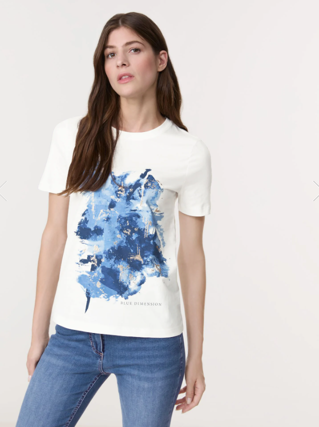 GERRY WEBER<BR>
Print Top<BR>
Blue/White<BR>