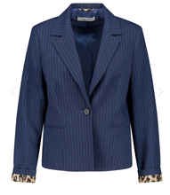 Load image into Gallery viewer, GERRY WEBER&lt;BR&gt;
Fitted Blazer with Stripes&lt;BR&gt;
Blue&lt;BR&gt;
