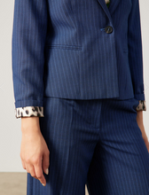 Load image into Gallery viewer, GERRY WEBER&lt;BR&gt;
Fitted Blazer with Stripes&lt;BR&gt;
Blue&lt;BR&gt;
