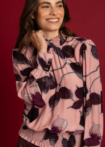 MORE AND MORE<BR>
Blouse with Autumn Leafy Print<BR>
Print<BR>