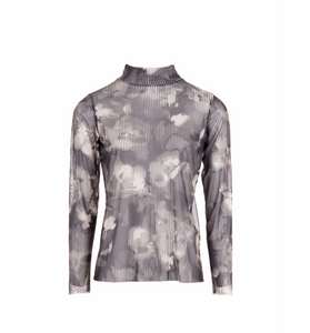 PERUZZI<BR>
Tulle Mesh Print Top<BR>
Black/Sand<BR>