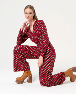 SURKANA<BR>
Crossover Jumpsuit<BR>
Red<BR>