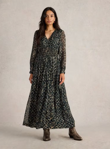 WHITE STUFF<BR>
Edie Spot Maxi Dress<BR>
Black<BR>
