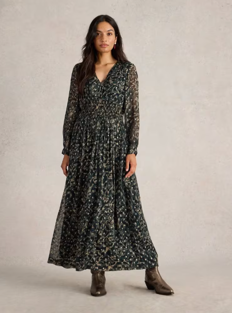 WHITE STUFF<BR>
Edie Spot Maxi Dress<BR>
Black<BR>