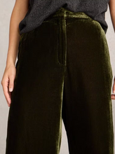Load image into Gallery viewer, WHITE STUFF&lt;BR&gt;
Belle Velvet Wide Leg Trousers&lt;BR&gt;
Khaki&lt;BR&gt;
