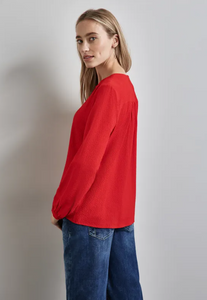 STREET ONE<BR>
Structured Blouse Embroidery<BR>
Red<BR>