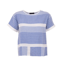 Load image into Gallery viewer, PERUZZI&lt;BR&gt;
Stiched Stripe Top&lt;BR&gt;
Blue/White&lt;BR&gt;
