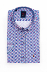 ANDRE MENSWEAR<BR>
Munich Short Sleeve Shirt<BR>
Rose, Ecru<BR>