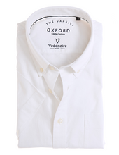 Load image into Gallery viewer, VEDONEIRE&lt;BR&gt;
Varsity Cotton Short Sleeve Shirt&lt;BR&gt;
Blue, White&lt;BR&gt;

