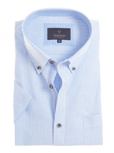 Load image into Gallery viewer, VEDONEIRE&lt;BR&gt;
Short Sleeve Linen Shirt&lt;BR&gt;
Check Multi, Stripe&lt;BR&gt;
