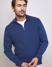 Load image into Gallery viewer, VEDONEIRE&lt;BR&gt;
Men&#39;s Half Zip Cotton Jumper&lt;BR&gt;
Elemental Blue, Navy&lt;BR&gt;
