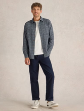 Load image into Gallery viewer, WHITE STUFF&lt;BR&gt;
Bike Tires Shirt&lt;BR&gt;
Printed Navy&lt;BR&gt;
