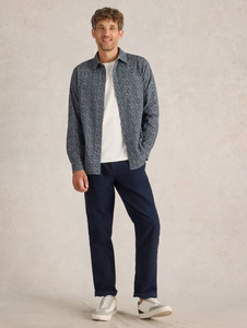 WHITE STUFF<BR>
Bike Tires Shirt<BR>
Printed Navy<BR>