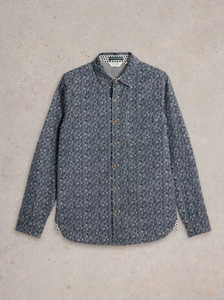 WHITE STUFF<BR>
Bike Tires Shirt<BR>
Printed Navy<BR>