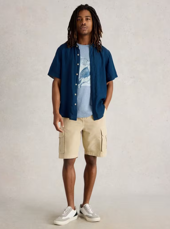 WHITE STUFF<BR>
Keswick Short Sleeve Shirt<BR>
Dark Navy, Light Green<BR>