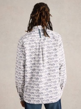 Load image into Gallery viewer, WHITE STUFF&lt;BR&gt;
Fish Print Shirt&lt;BR&gt;
White, Navy&lt;BR&gt;
