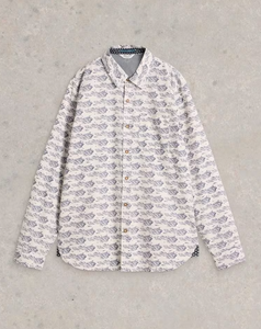 WHITE STUFF<BR>
Fish Print Shirt<BR>
White, Navy<BR>