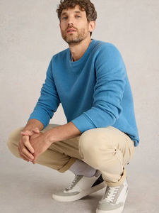 WHITE STUFF<BR>
Attadale Crew Neck Knit<BR>
Grey, Light Blue<BR>