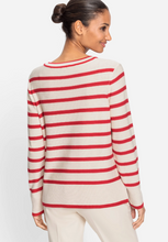 Load image into Gallery viewer, OLSEN&lt;BR&gt;
Striped Knit Sweater&lt;BR&gt;
Red, White&lt;BR&gt;
