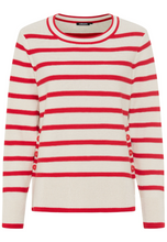 Load image into Gallery viewer, OLSEN&lt;BR&gt;
Striped Knit Sweater&lt;BR&gt;
Red, White&lt;BR&gt;
