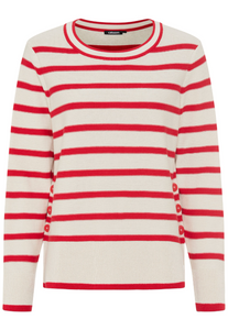 OLSEN<BR>
Striped Knit Sweater<BR>
Red, White<BR>