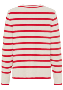 OLSEN<BR>
Striped Knit Sweater<BR>
Red, White<BR>