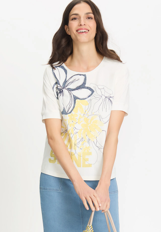 OLSEN<BR>
Graphic T-Shirt<BR>
Yellow<BR>
