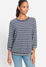 Load image into Gallery viewer, OLSEN&lt;BR&gt;
Keyhoe Print T Shirt&lt;BR&gt;
Navy/White&lt;BR&gt;
