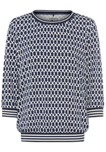 Load image into Gallery viewer, OLSEN&lt;BR&gt;
Keyhoe Print T Shirt&lt;BR&gt;
Navy/White&lt;BR&gt;
