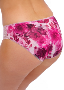 FANTASIE <BR>
Pippa Brief <BR>
White with pink roses, Raspberry <BR>