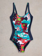 Load image into Gallery viewer, WHITE STUFF&lt;BR&gt;
Splash Control SwimSuit&lt;BR&gt;
Navy Multi/Print&lt;BR&gt;
