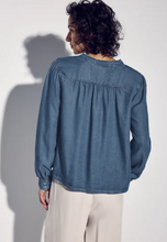 Load image into Gallery viewer, STREET ONE&lt;BR&gt;
Denim Blouse with Ruffles&lt;BR&gt;
Blue&lt;BR&gt;
