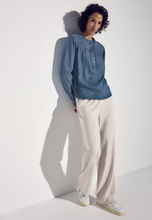 Load image into Gallery viewer, STREET ONE&lt;BR&gt;
Denim Blouse with Ruffles&lt;BR&gt;
Blue&lt;BR&gt;
