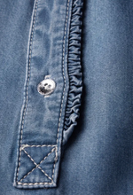 Load image into Gallery viewer, STREET ONE&lt;BR&gt;
Denim Blouse with Ruffles&lt;BR&gt;
Blue&lt;BR&gt;
