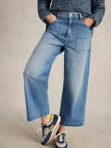 WHITE STUFF<BR>
Tia Crop Jeans<BR>
Blue, White<BR>