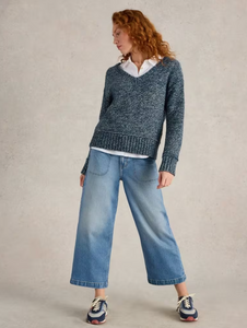 WHITE STUFF<BR>
Tia Crop Jeans<BR>
Blue, White<BR>