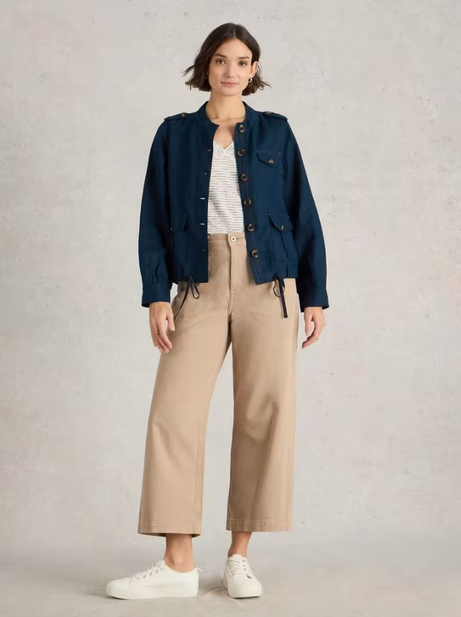 WHITE STUFF<BR>
Denim Utility Jacket<BR>
Navy<BR>