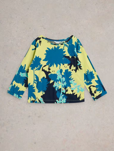 WHITE STUFF<BR>
Demi Dolman Tee<BR>
Yellow Print<BR>