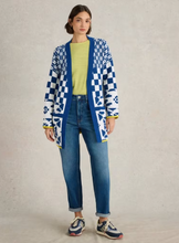 Load image into Gallery viewer, WHITE STUFF&lt;BR&gt;
Geo Mix Cardigan&lt;BR&gt;
Blue Multi&lt;BR&gt;
