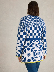 WHITE STUFF<BR>
Geo Mix Cardigan<BR>
Blue Multi<BR>