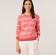 Load image into Gallery viewer, GERRY WEBER&lt;BR&gt;
Textured Jumper with Stripes&lt;BR&gt;
Red/Orange&lt;BR&gt;

