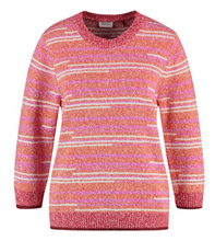 Load image into Gallery viewer, GERRY WEBER&lt;BR&gt;
Textured Jumper with Stripes&lt;BR&gt;
Red/Orange&lt;BR&gt;

