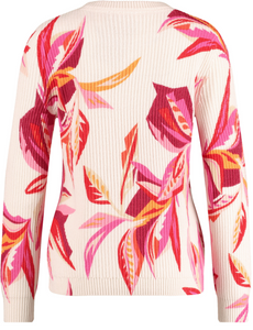 GERRY WEBER<BR>
Ripped Knit with Flower Pattern<BR>
Pink/White<BR>