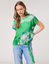 Load image into Gallery viewer, TAIFUN&lt;BR&gt;
Print Blouse with Drawstring&lt;BR&gt;
Green&lt;BR&gt;
